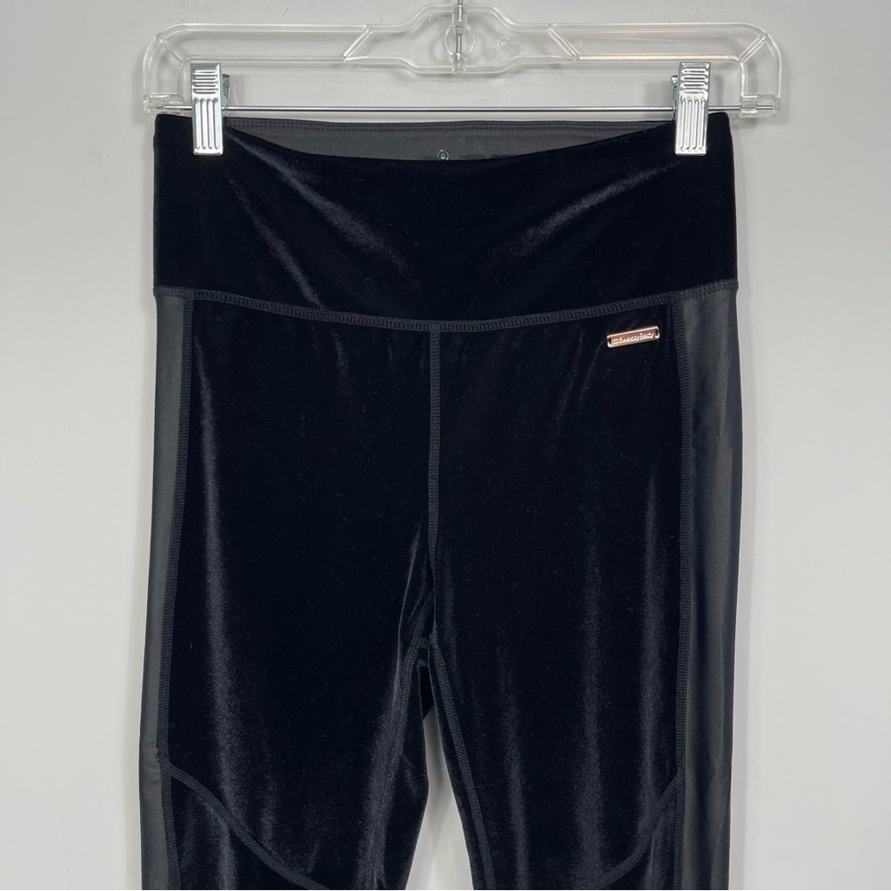 Sweaty Betty Velvet High Waisted Rise Leggings Side Stipe Velour Pants Black S - Picture 7 of 16